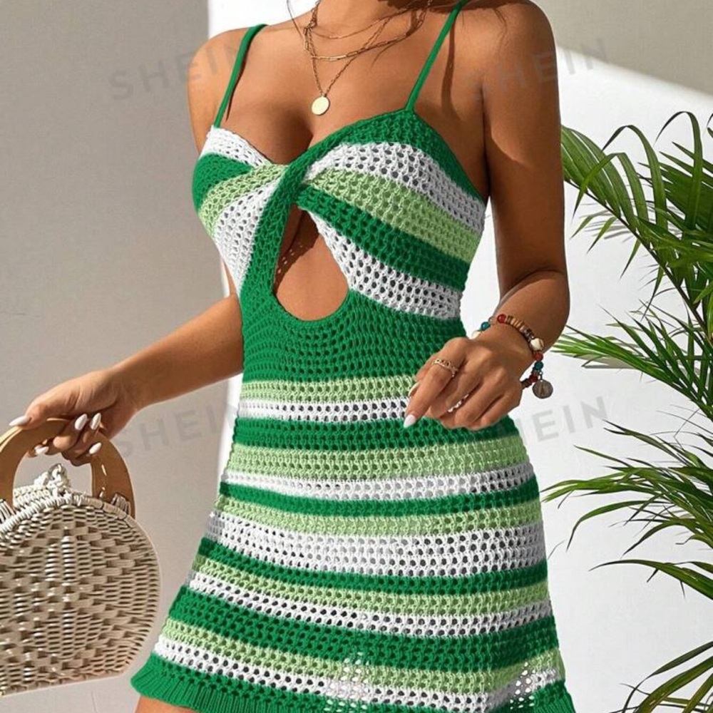 Green knit cover up